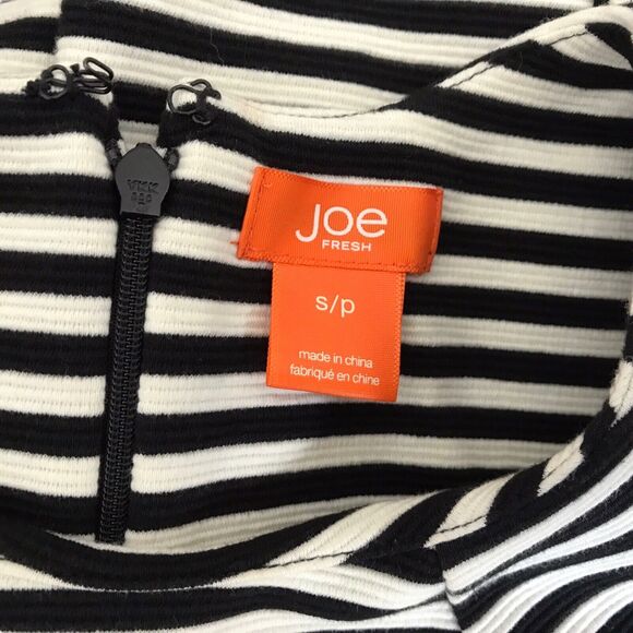 Joe Fresh Dress Size SP Black White Multi Striped Sleeveless Pencil Sheath - Picture 8 of 13